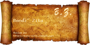 Benő Zita névjegykártya